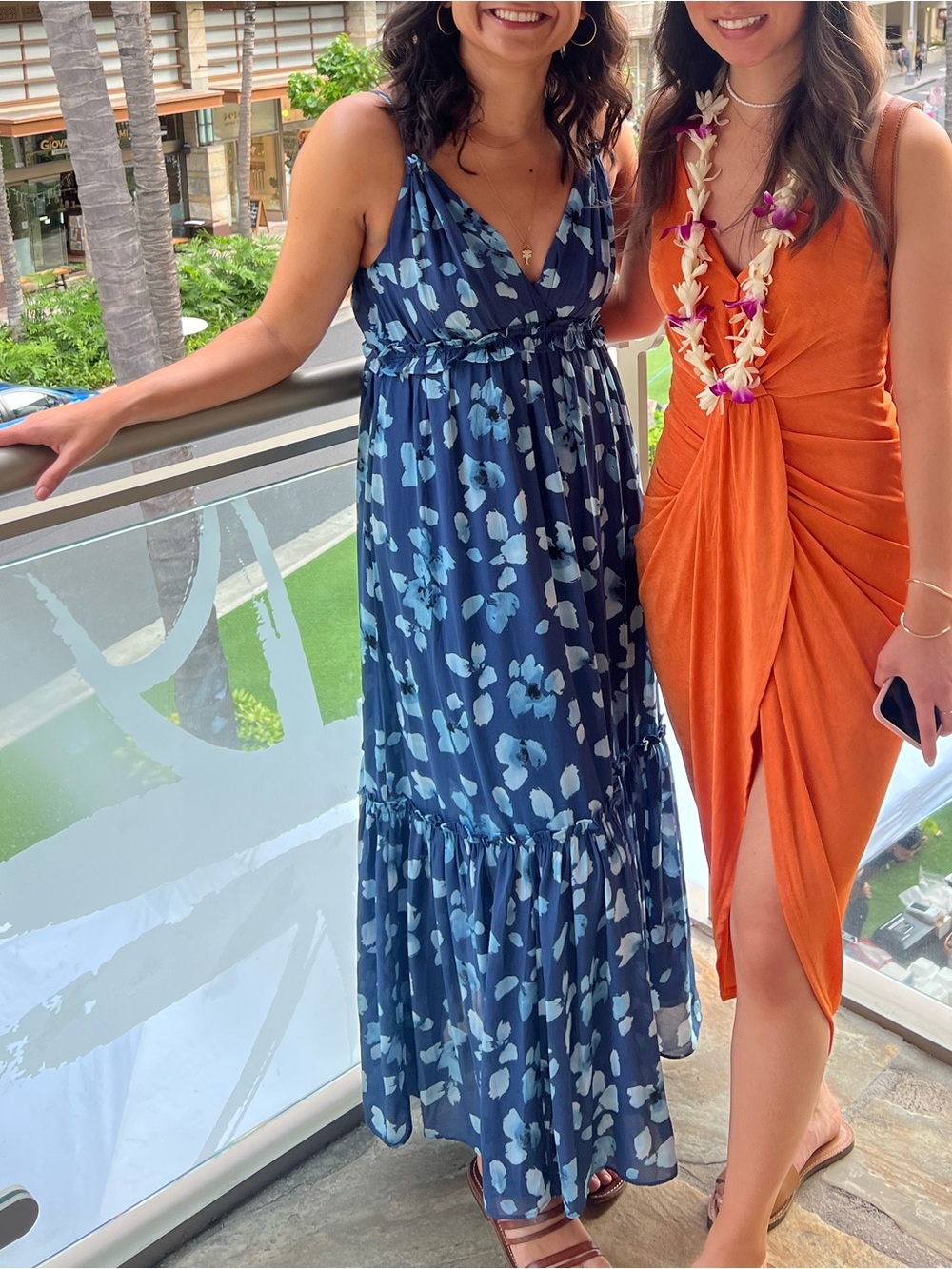 Abercrombie & Fitch Navy Maxi Dress with Light Blue Floral Print